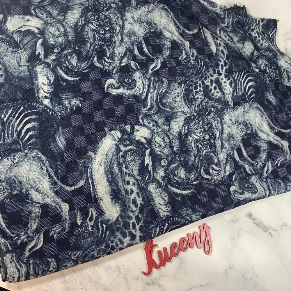 ❌❌ LOUIS VUITTON Cashmere/Silk/Wool Chapman Brothers Stole Blue Monogram LV - Picture 10 of 11